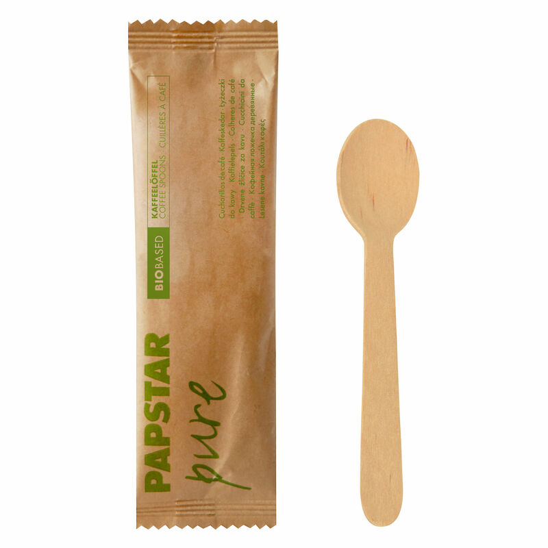 Kaffeelffel aus Holz pure 11 cm einzeln verpackt in Papierbeutel- 50 Stk-