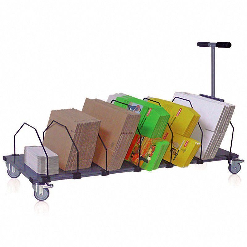 Kartonmagazin fahrbares Regal mit Rollen fr Kartons- 6 Fcher- Transportgriff