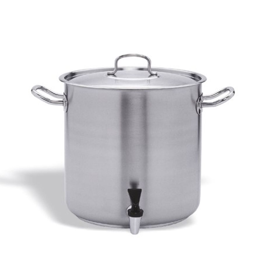 Kochtopf  Hahn  Deckel  Edelstahl  Durchmesser 32 cm  Hhe 32 cm