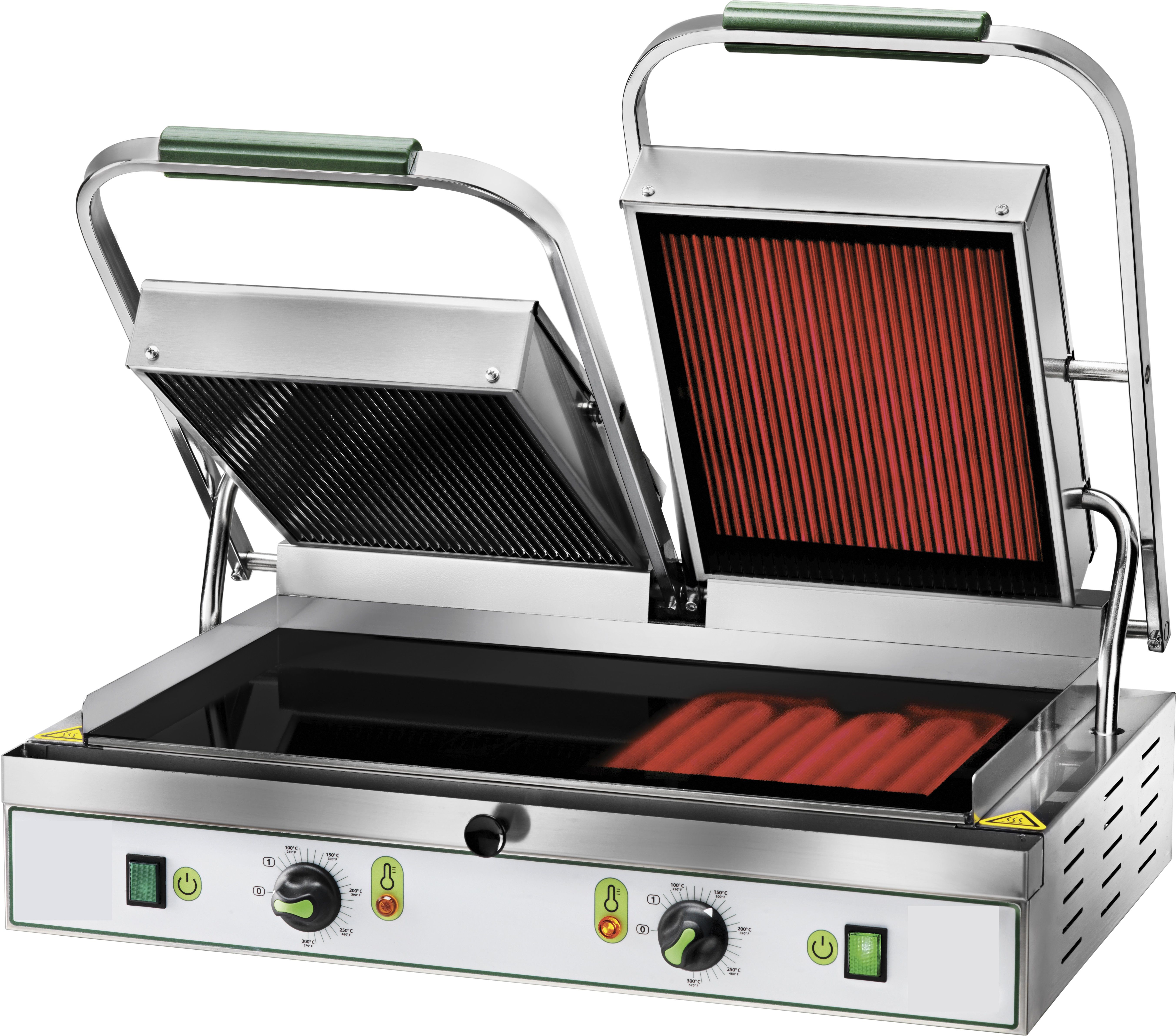 Kontaktgrill  doppelt  Glaskeramik  gerillt  B 630 mm x T 450 mm x H 190 mm