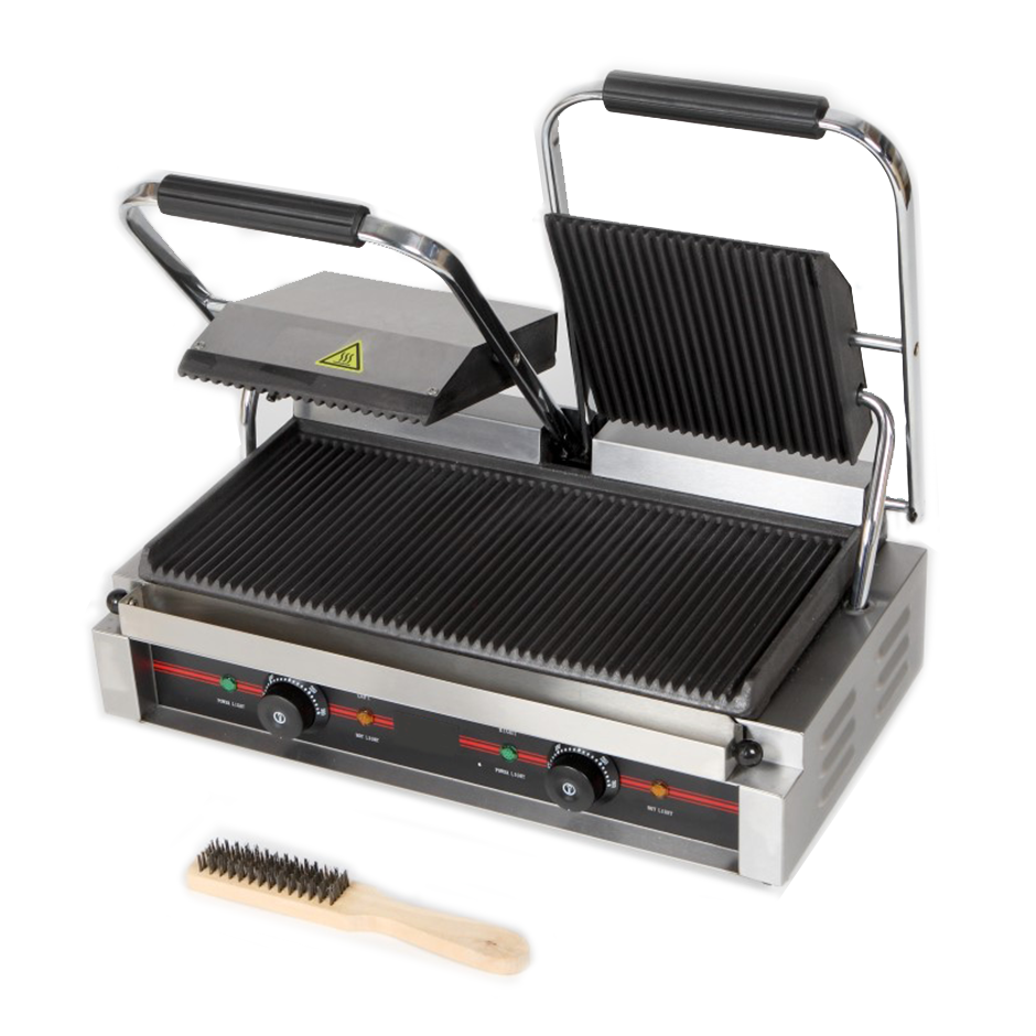 Kontaktgrill  doppelt  Gusseisen  gerillt  B 570 mm x T 305 mm x H 190 mm