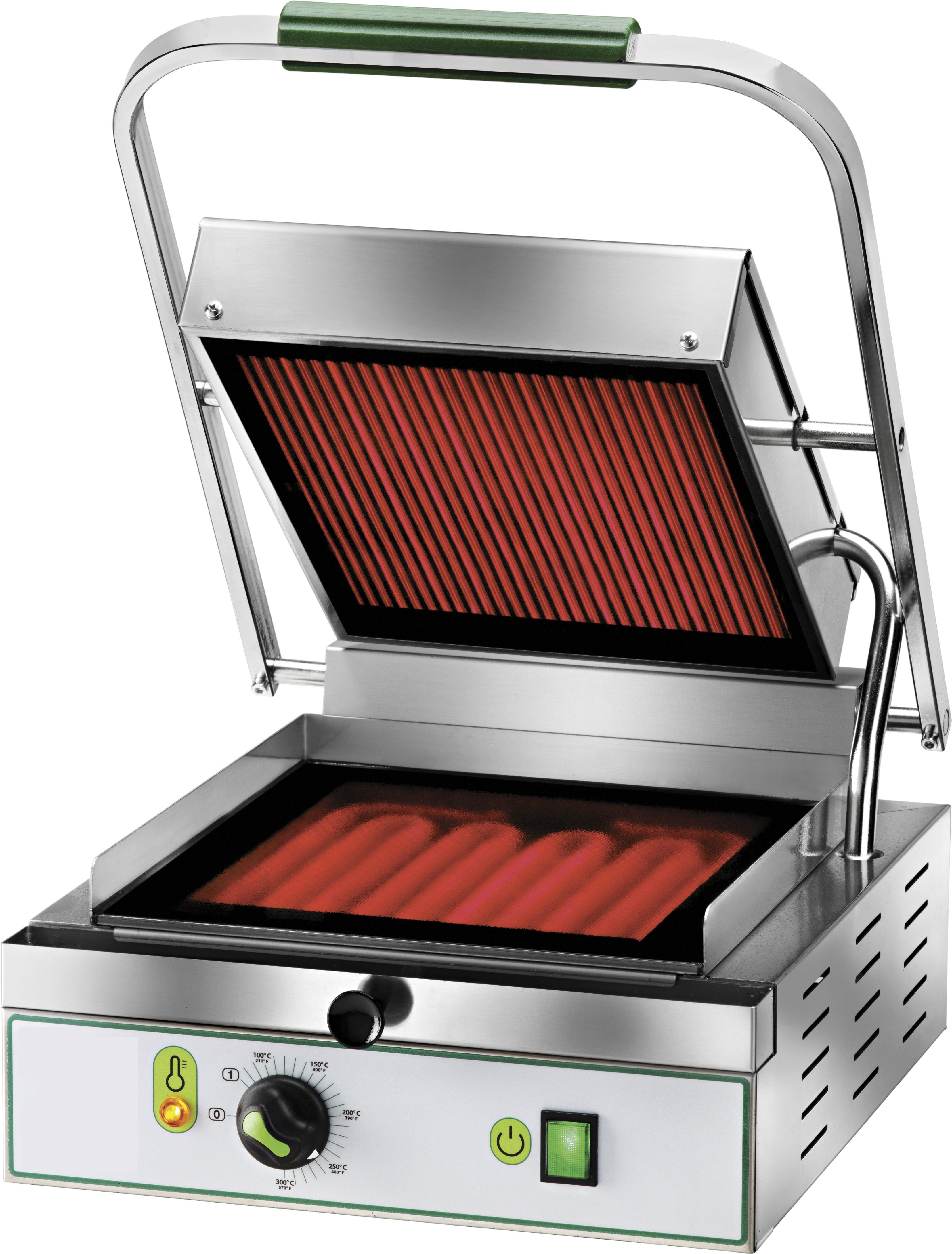 Kontaktgrill  Einzel  Glaskeramik  gerillt  B 340 mm x T 450 mm x H 190 mm