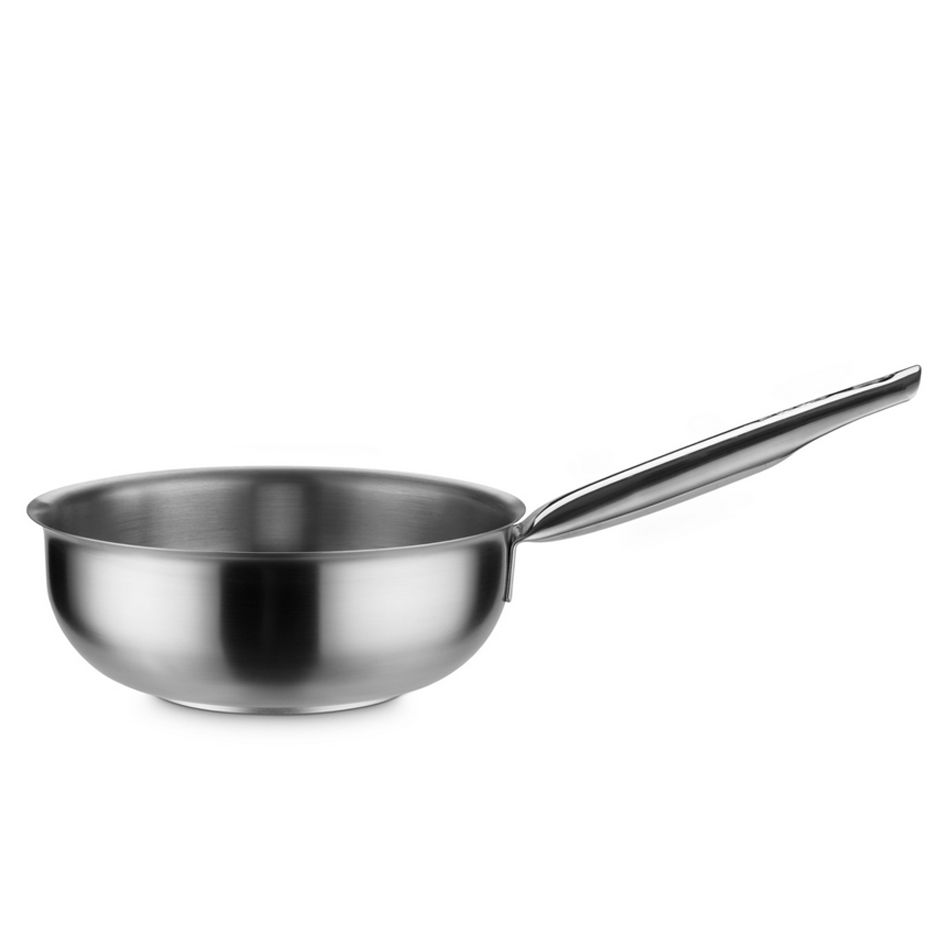 Konvexe Stielkasserolle  Edelstahl  Durchmesser 24 cm  Hhe 8-5 cm
