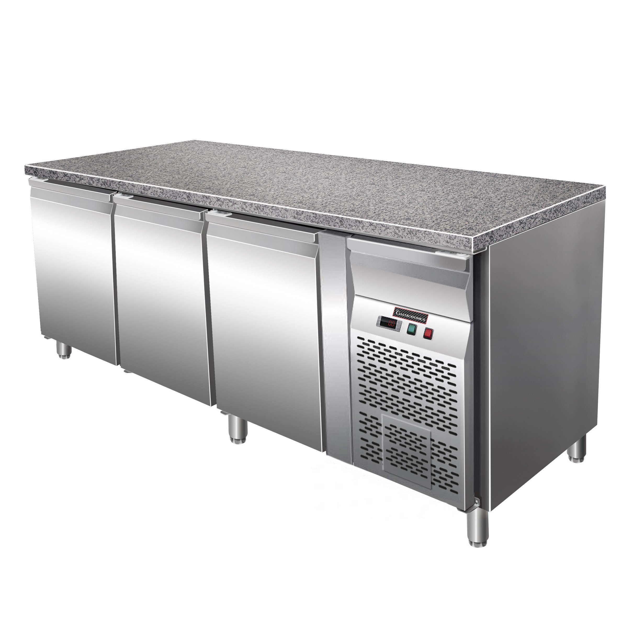 Khltisch fr Konditorei 3 Tren 600 mm x 400 mm Arbeitsplatte aus Granit +2-C-+8-C Energieklasse C-