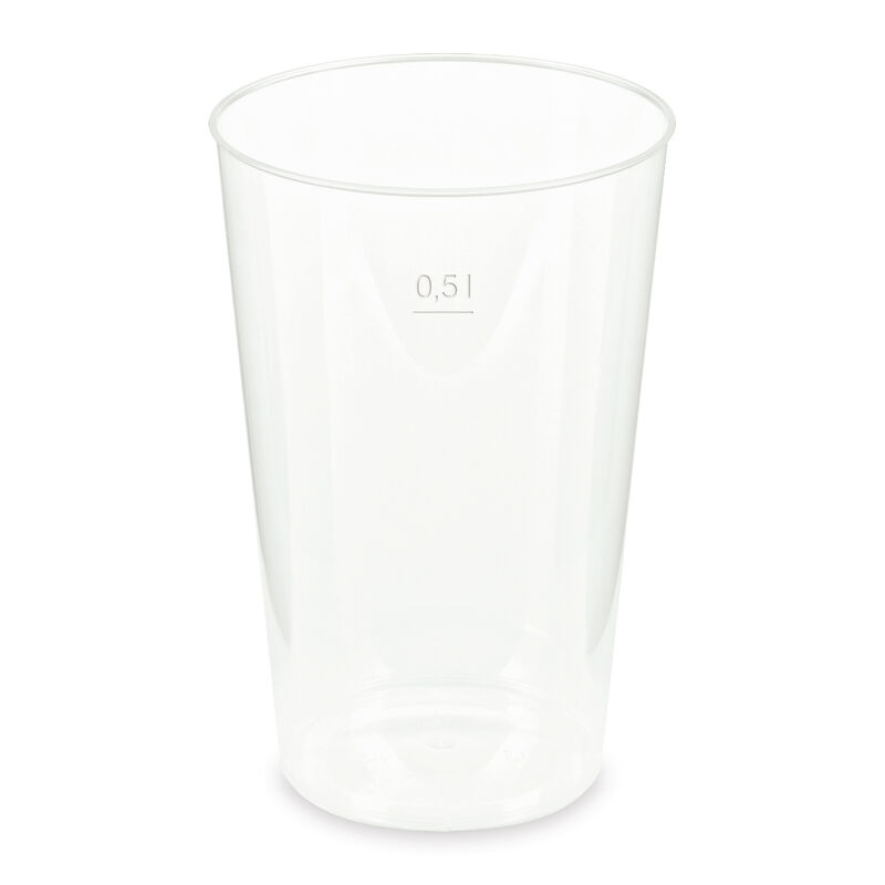 Mehrwegbecher Pfandbecher klar - extra stabil PP 0-5L Eichstrich O93mm- 12 Stk-