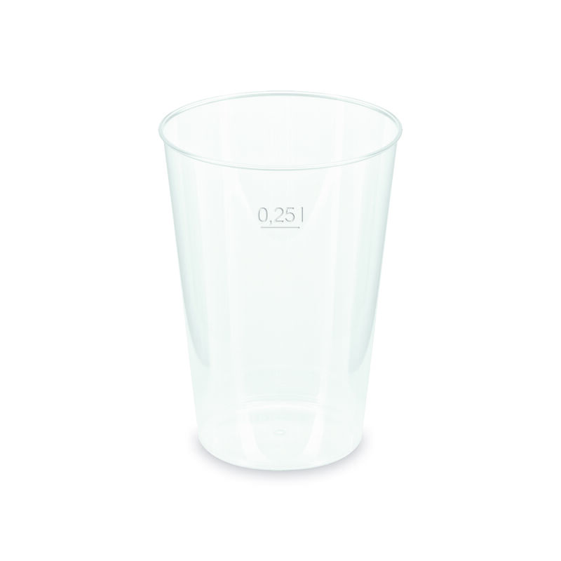 Mehrwegbecher Pfandbecher klar PP Eichstrich 0-25 l O 7-6 cm- 50 Stk-