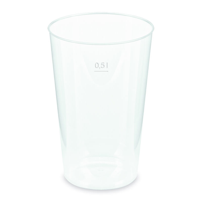 Mehrwegbecher Pfandbecher klar PP Eichstrich 0-5 l O 9-1 cm- 30 Stk-