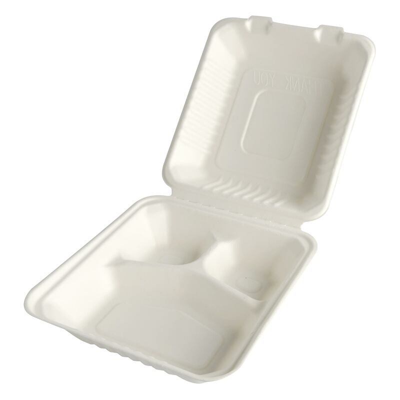 Menboxen aus Zuckerrohr PURE 3-geteilt 7-7 x 20 x 22 cm weiss- 25 Stk-