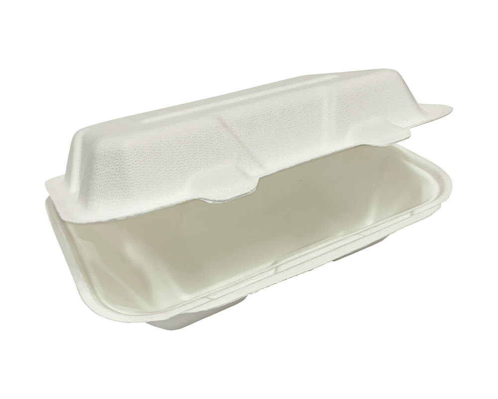 Menboxen ToGo 229x155x77mm 1-teilig aus Zuckerrohr nature weiss- 50 Stk-