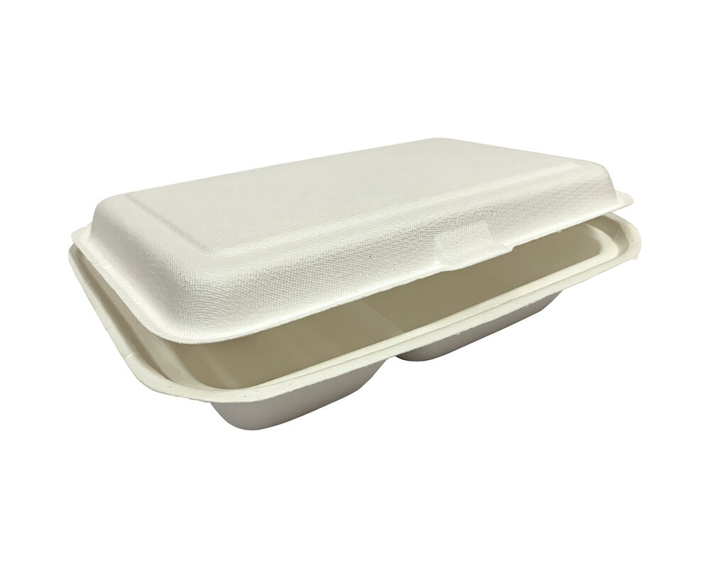 Menboxen ToGo 251x162x63mm 2-teilig aus Zuckerrohr nature weiss- 50 Stk-