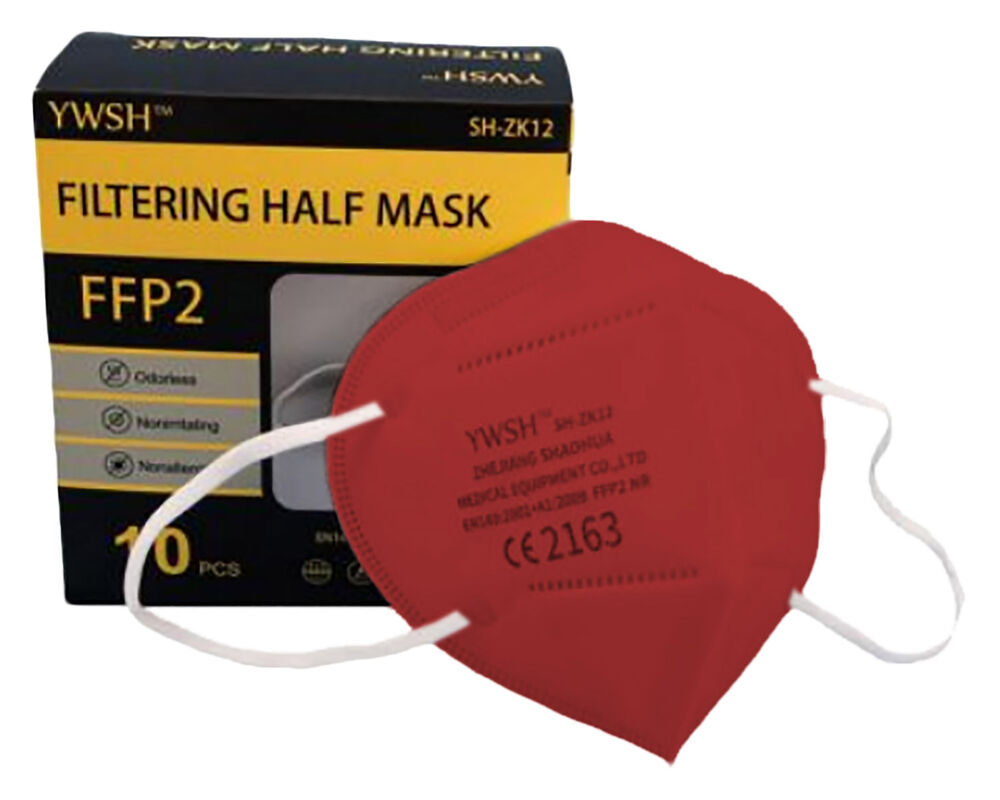 Mundschutzmasken FFP2 einzeln verpackt mit Nasenbgel rot- 10 Stk-
