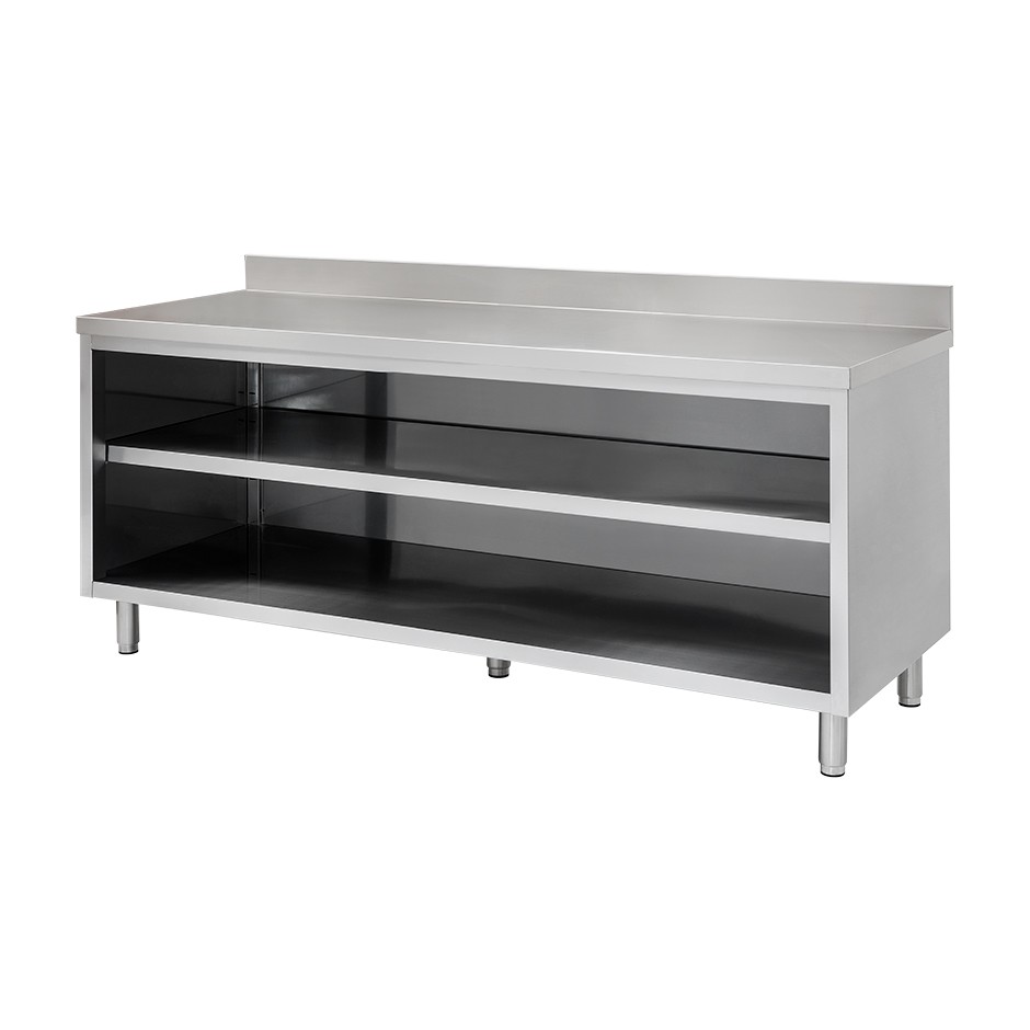 Offener Edelstahltisch 2 Regalbden Aufsatz B 2000 mm x T 600 mm x H 950 mm unter Edelstahlmbel > Professionelle Edelstahltisch > Offene Edelstahltische mit 2 Regalbden > Offener Tisch mit 2 Regalbden und Aufsatz Tiefe 600