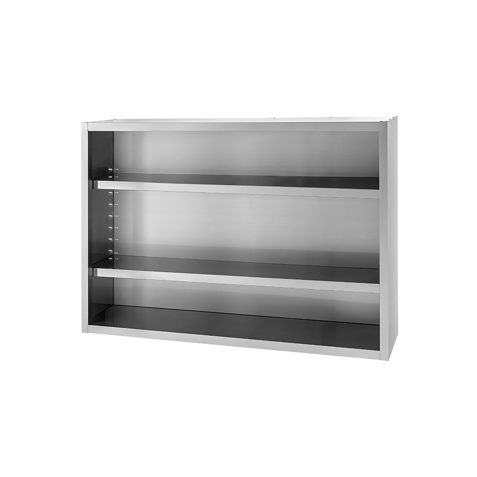 Offener Wandhngeschrank- Edelstahl- 2 Zwischenbden- B 1500 mm x T 400 mm x H 1000 mm