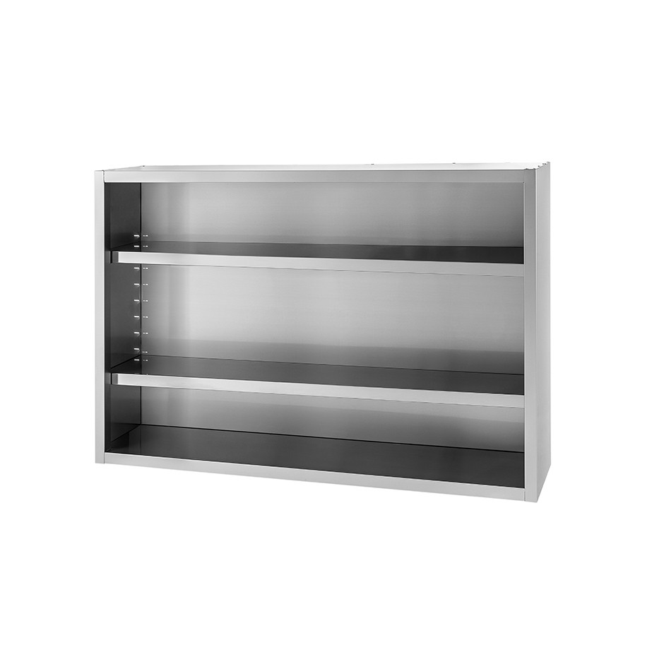 Offener Wandhngeschrank- Edelstahl- 2 Zwischenbden- B 1600 mm x T 400 mm x H 1000 mm