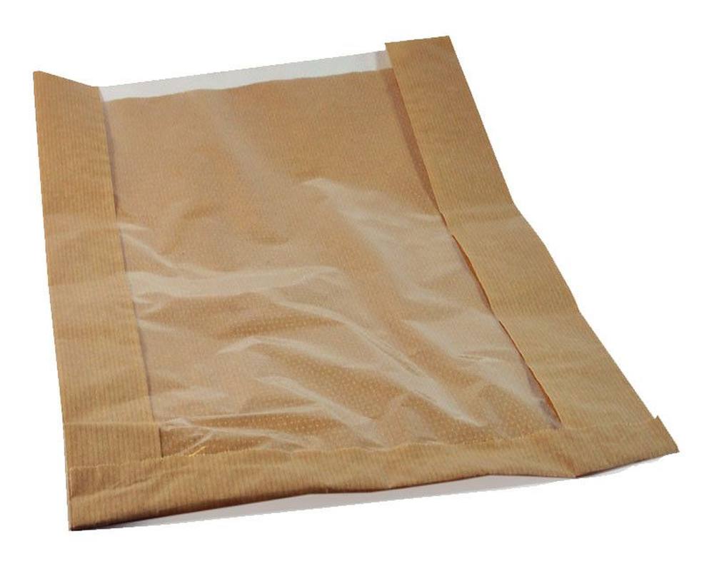 Papierfaltenbeutel fr Brotlaib rund 26 + 7 x 40 cm- mit Fenster 19cm- 1000 Stk-