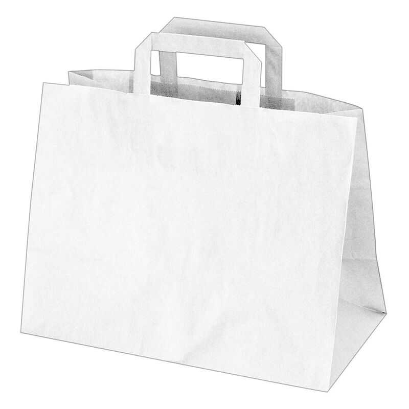 Papiertragetaschen 27 x 32 x 16 cm mit EAN-Code weiss- 250 Stk-