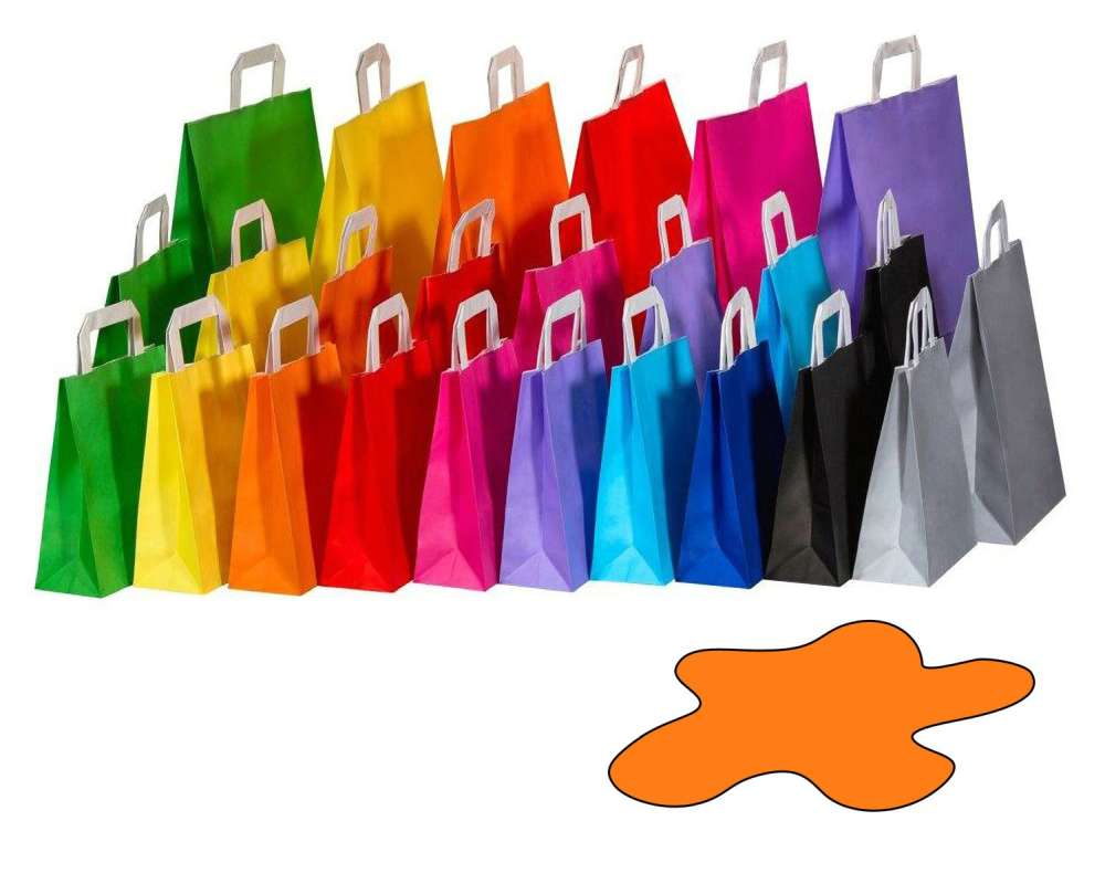 Papiertragetaschen Papiertaschen Flachhenkel 18x8x22cm orange- 70gr- 50 Stk-