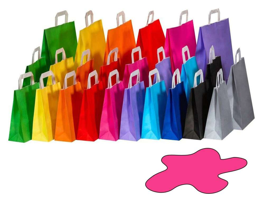 Papiertragetaschen Papiertaschen Flachhenkel 18x8x22cm pink- 70gr- 50 Stk-