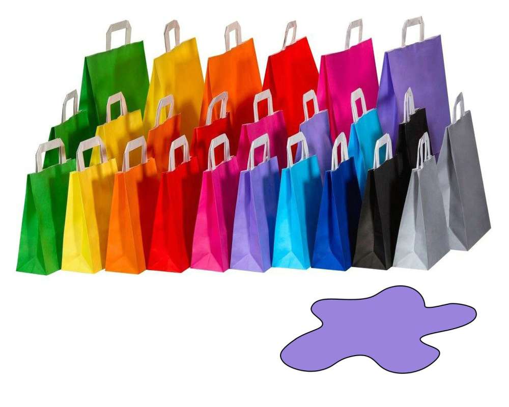 Papiertragetaschen Papiertaschen Flachhenkel 18x8x22cm violett- 70gr- 50 Stk-
