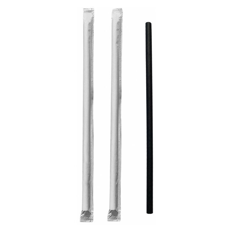 Papiertrinkhalme FSCR Longdrink schwarz O 8mm 195 mm einzeln verpackt- 100 Stk-