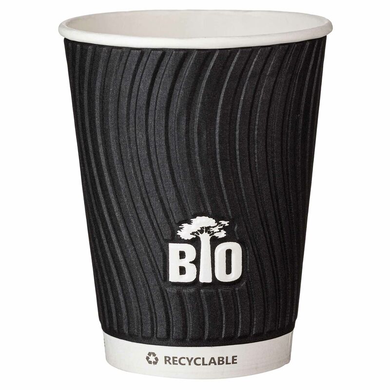 Pappbecher TESSERA BioTREE 200 ml geprgt wasserbasierend schwarz 25 Stk-