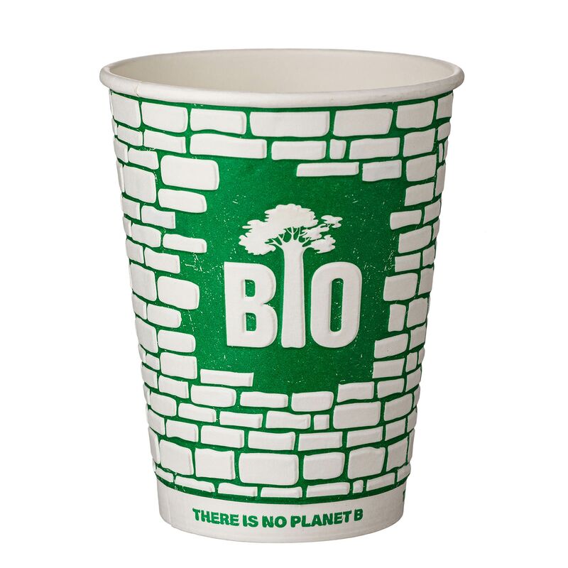 Pappbecher TESSERA Brick Wall 300 ml geprgt wasserbasierend weiss- 25 Stk-
