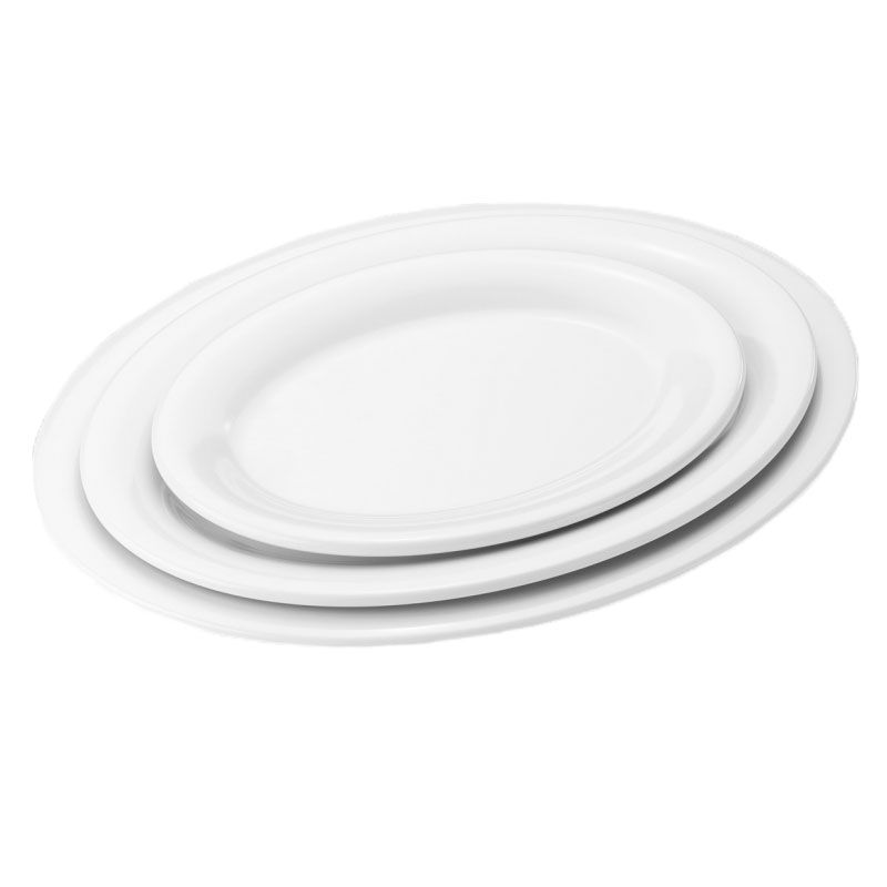Piatto ovale in melamina extraforte con dimensioni L 305 mm x P 232 mm x H 25 mm