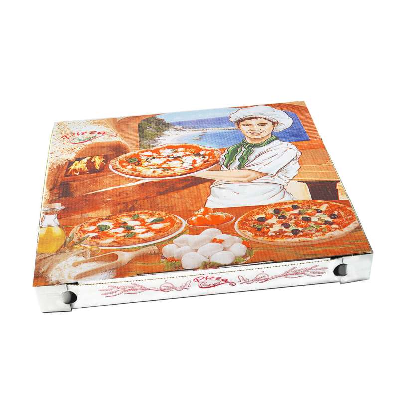 Pizzakarton aus Mikrowellpappe mit neutralem Motiv- 32-5 x 32-5 x 3 cm- 100 Stk-