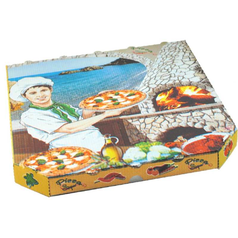 Pizzakarton aus Mikrowellpappe mit neutralem Motiv- 33 x 33 x 3 cm- 100 Stk-