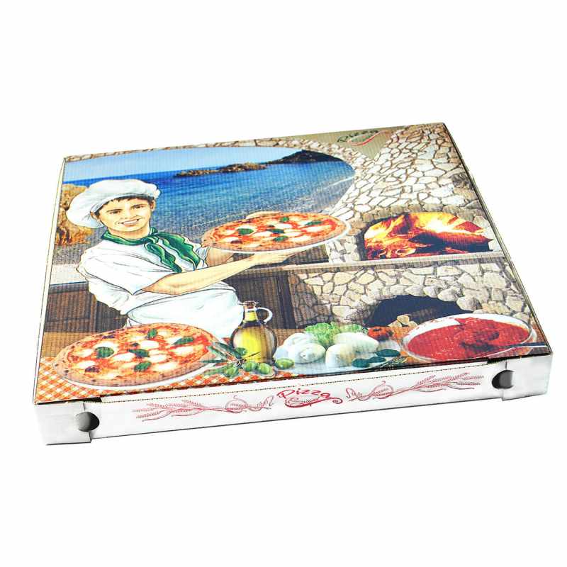 Pizzakarton aus Mikrowellpappe mit neutralem Motiv- 40 x 40 x 4 cm- 100 Stk-