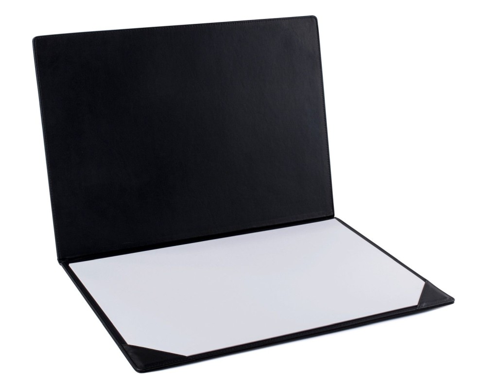 Premium Aufklappbare Schreibtischunterlage 50 x 35 cm- Kunstleder schwarz