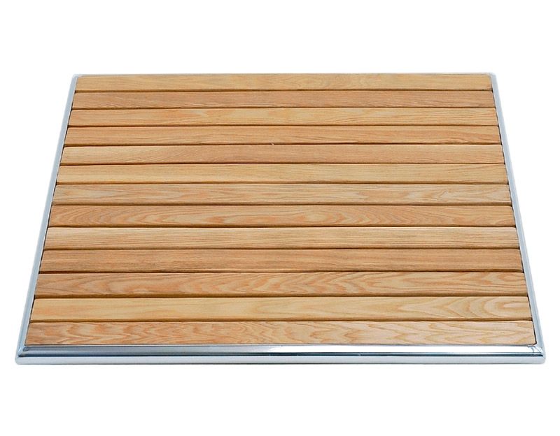 Quadratische Platte aus Holzdauben mit Aluminiumumrandung fr den Aussenbereich - Masse 80 x 80 cm