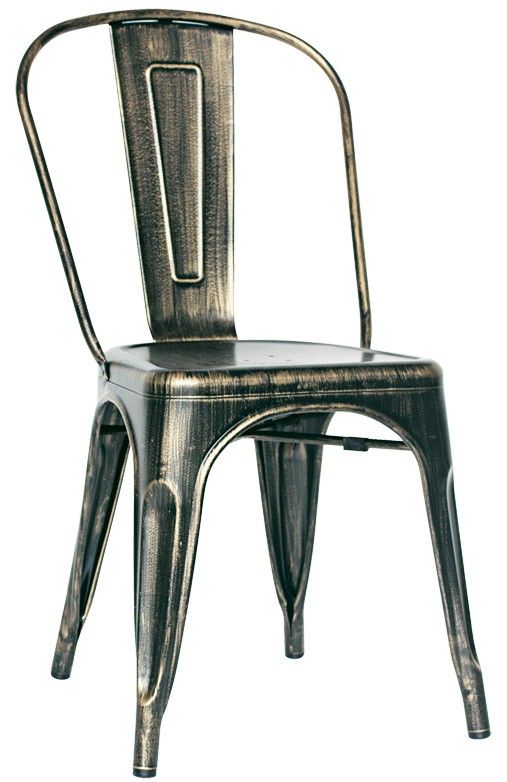 Retro Stuhl – Struktur – Sitzfläche und Rückenlehne – Metall – lackiert – Antik Effekt