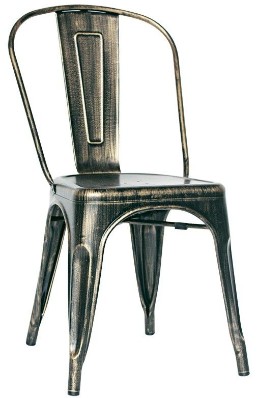 Retro Stuhl  Struktur  Sitzflche und Rckenlehne  Metall  lackiert  Antik Effekt