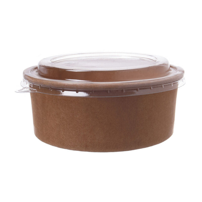 Salatschalen braun aus Pappe-PLA mit Deckel transparent aus RPET 750ml- 50 Stk-