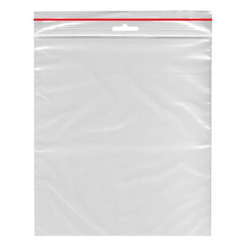 Schnellverschlussbeutel 200 x 300 mm mit Eurolochung Farbstreifen rot 1000 Stk-