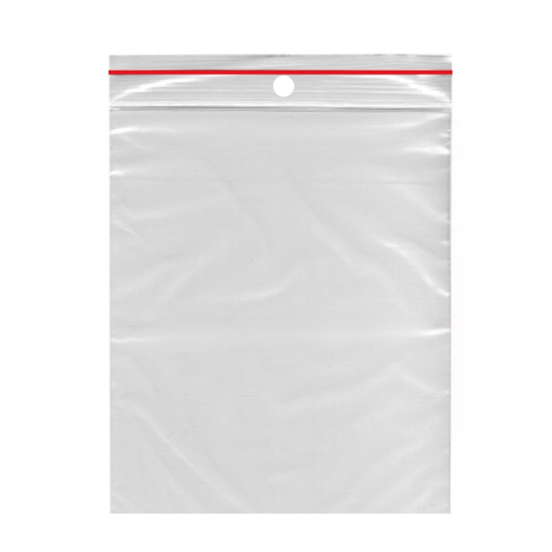 Schnellverschlussbeutel 50 x 70 mm mit Rundlochung Farbstreifen rot 1000 Stk-