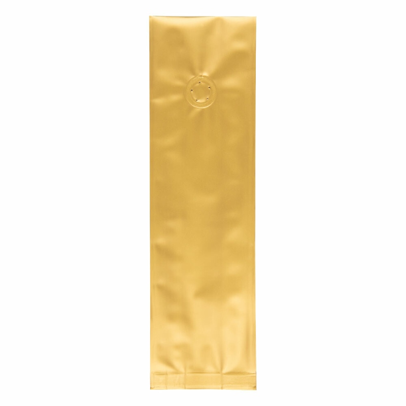 Seitenfaltenbeutel 130+75x380mm Siegelnaht Aromaschutzventil Gold 500 Stk-