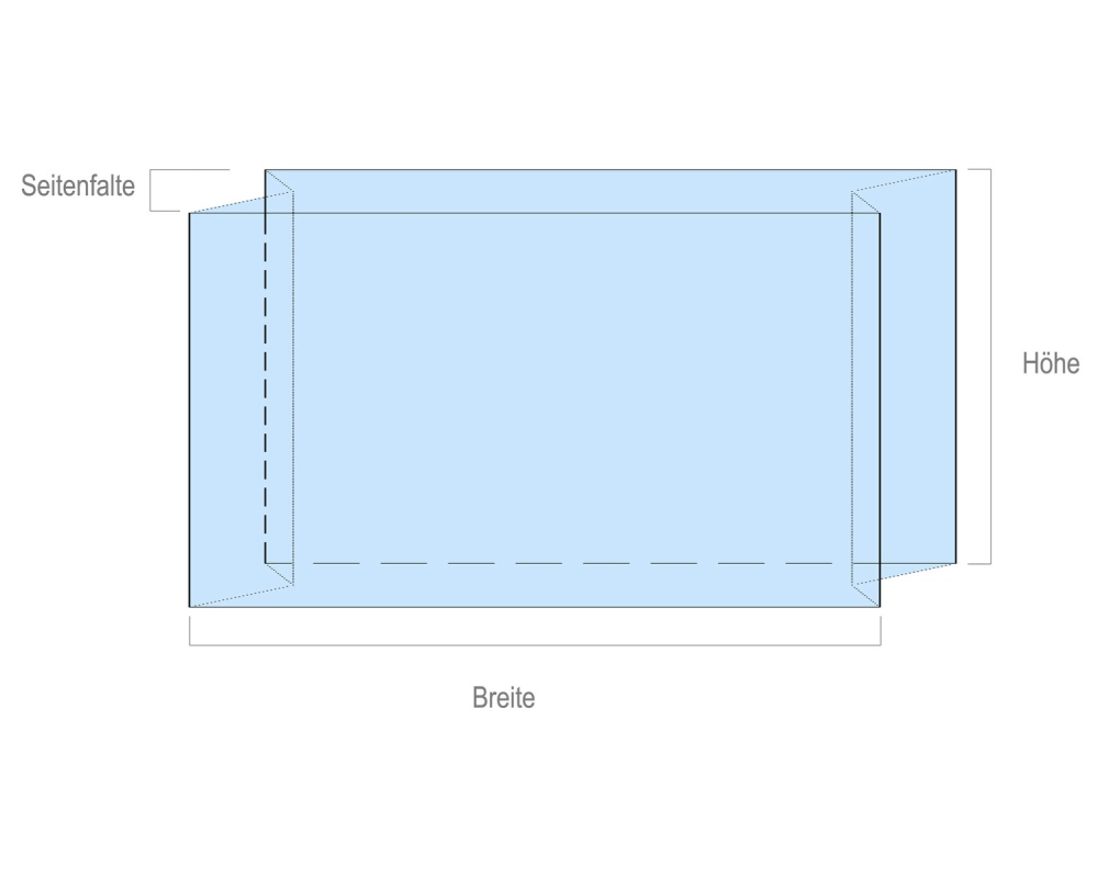 Seitenfaltenscke 600 x 400 x 600mm- blau-transparent- 50my- 300 Stk-