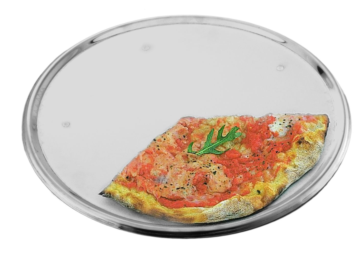 Serviertablett fr Pizza  Edelstahl  4 Fsse  rund  Durchmesser 33 cm