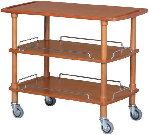 Servierwagen  Massivholz  Nussbaum Farben  3 Ablagen  B 1100 mm x T 400 mm x H 890 mm