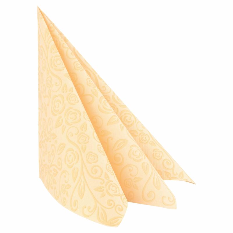 Servietten Airlaid 40x40cm- 1-4 -Falz- mit Rosenmuster- champagner- 50 Stk-