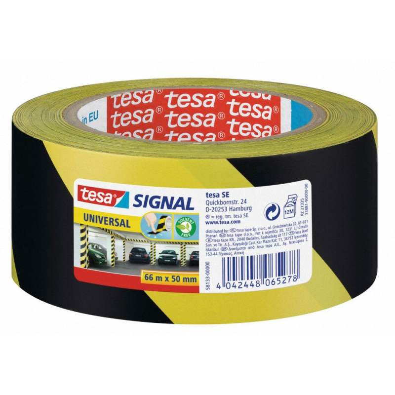 Signalband Markierungsband Warnklebeband gelb - schwarz 58133- 50mm x 66 m