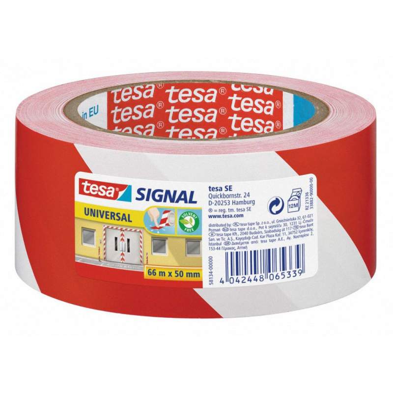 Signalband Markierungsband Warnklebeband rot - weiss 58134- 50mm x 66 Meter