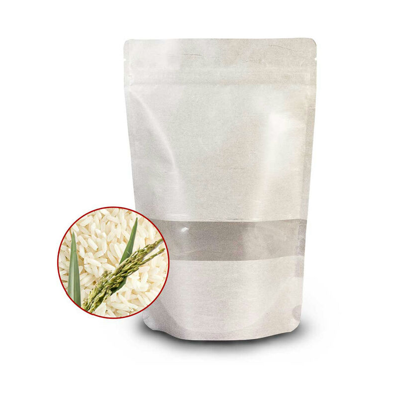 Standbodenbeutel Reispapier weiss mit Fenster- 170x285x80mm 1000ml- 1000 Stk-
