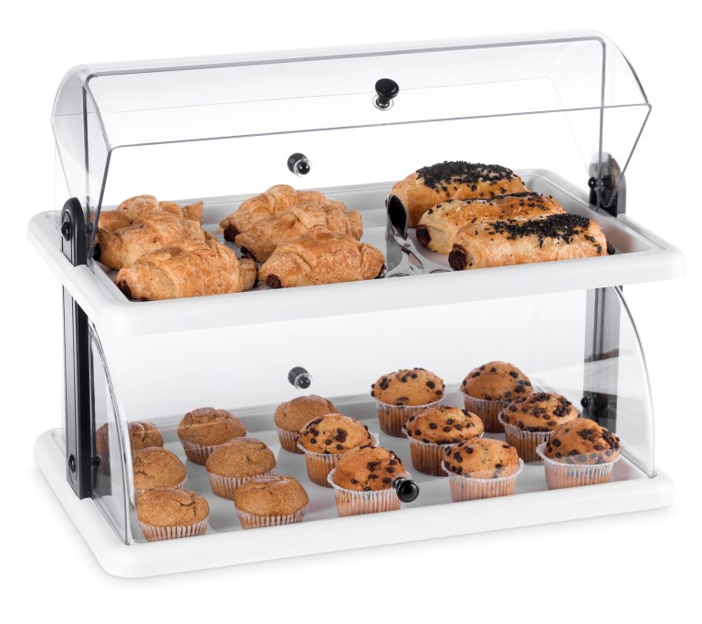 Tischvitrine  neutral  Croissants  2 Etagen  Breite 400 mm