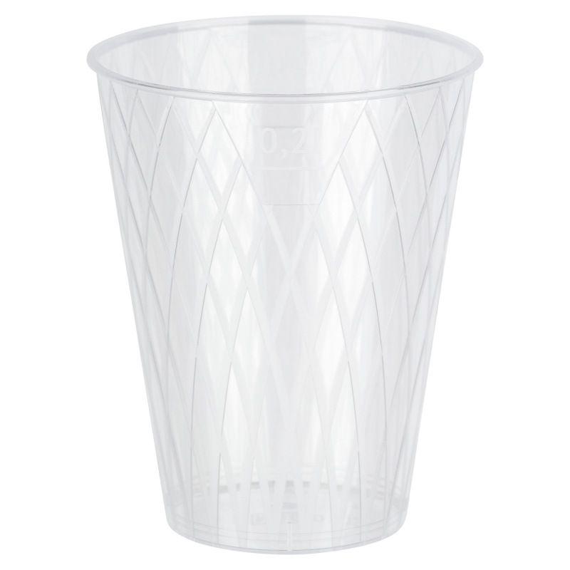 Trinkglas 0-2l - 200ml Raute-Design mit Eichstrich glasklar PS- 50 Stk-