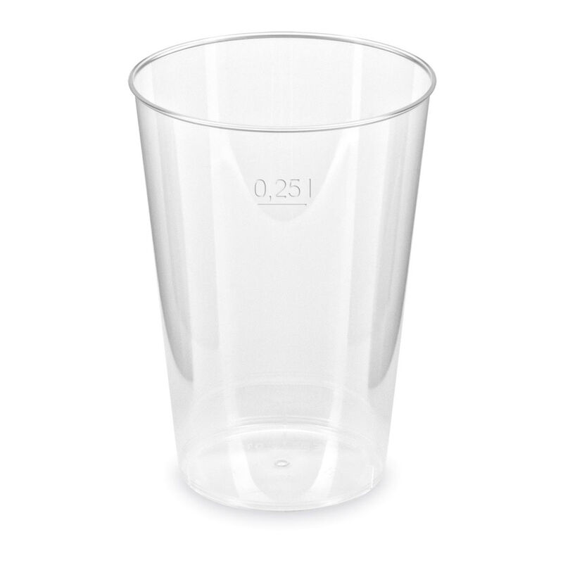Trinkglas Trinkbecher Plastikbecher glasklar mit Eichstrich bei 250ml- 50 Stk-