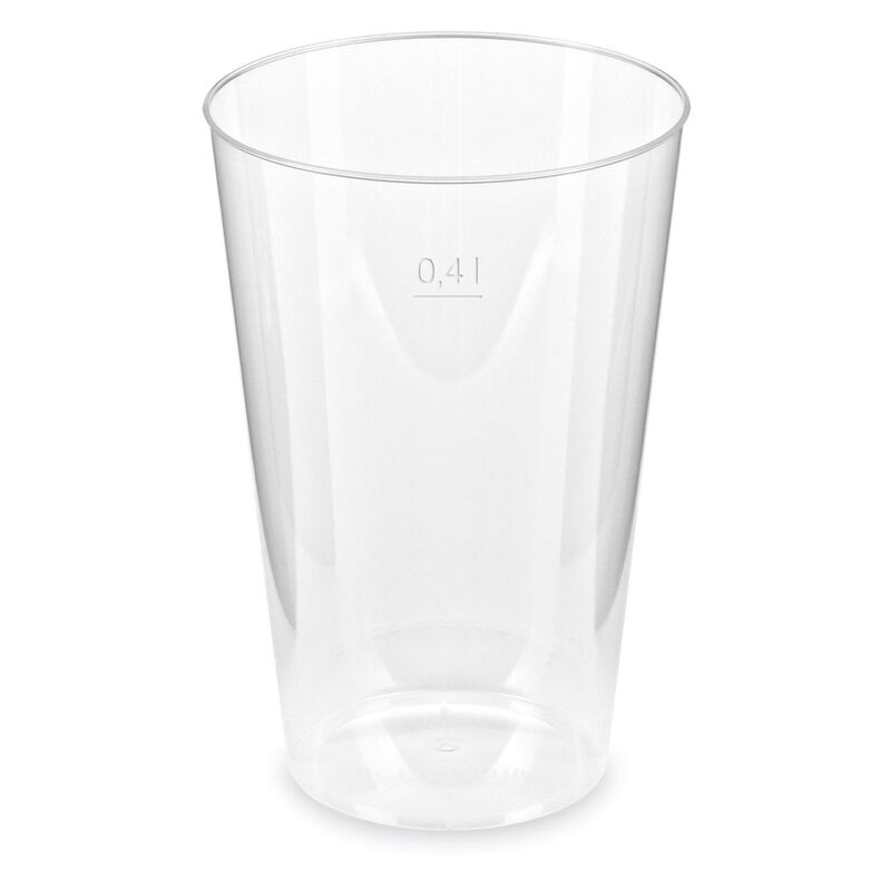 Trinkglas Trinkbecher Plastikbecher glasklar mit Eichstrich bei 400ml- 50 Stk-