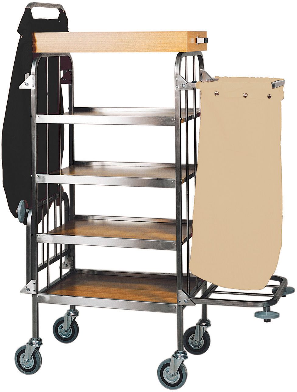 Wschewagen  Edelstahl  4 Etagen  Laminatbden  B 820 mm x T 500 mm x H 1580 mm